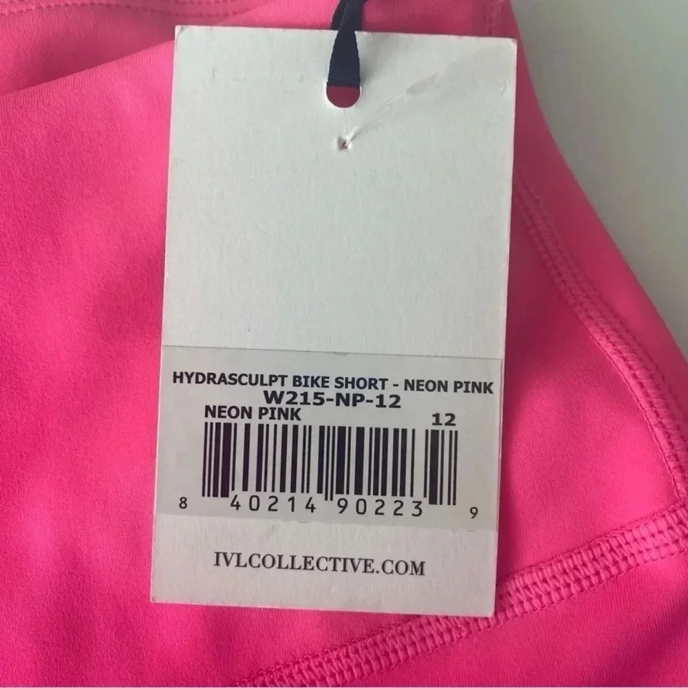 New IVL COLLECTIVE Hydrasculpt Bike Shorts KNOCKOUT Neon PINK SIZE 12